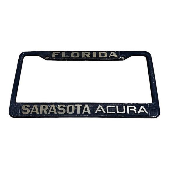 Vintage Florida Sarasota Acura License Plate Frame Tag Cover Original Black - Picture 1 of 3